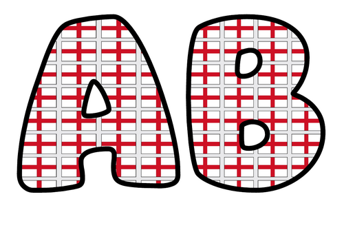 England Flag Bubble Letters | Display Lettering | Printable A-Z and 0-9