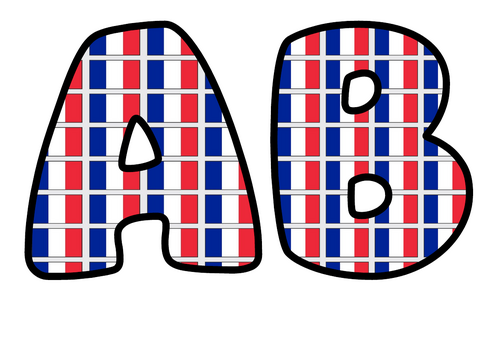 France Flag Display Lettering | Bubble Letters A-Z and 0-9 | Classroom Decor