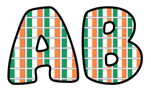 Bubble Letters Ireland Flag | Printable Alphabet Display Pack | A-Z and 0-9