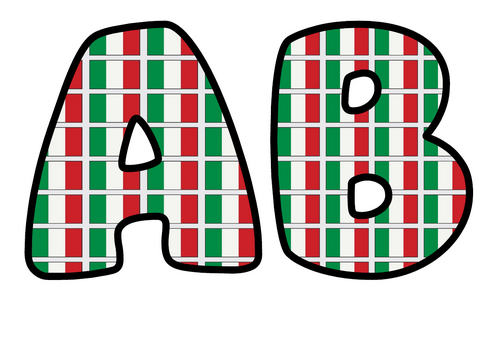 Italy Flag Themed Bubble Letters | Classroom Display Alphabet | A-Z and 0-9