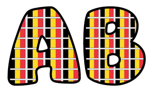 Belgium Flag Bubble Letters | Bulletin Board Letters | Printable A-Z and 0-9