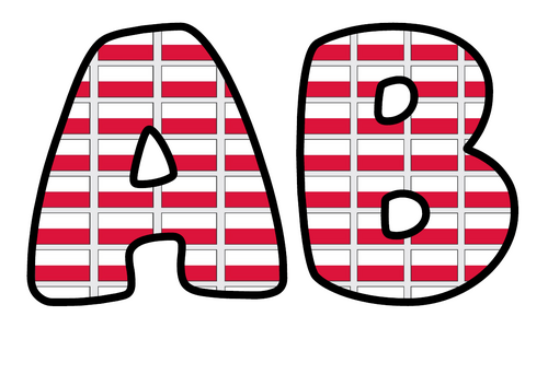 Poland Flag Display Lettering | Bubble Letters A-Z and 0-9 | Classroom Decor