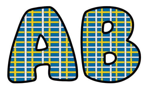 Bubble Letters Sweden Flag | Printable Alphabet Display Pack | A-Z and 0-9