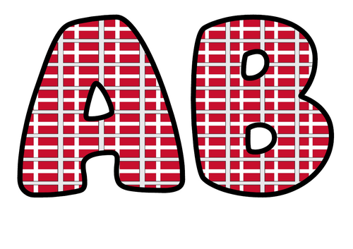 Denmark Flag Alphabet Display Pack | Printable Bubble Letters A-Z and 0-9