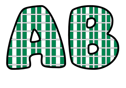 Nigeria Flag Alphabet Display Pack | Printable Bubble Letters A-Z and 0-9