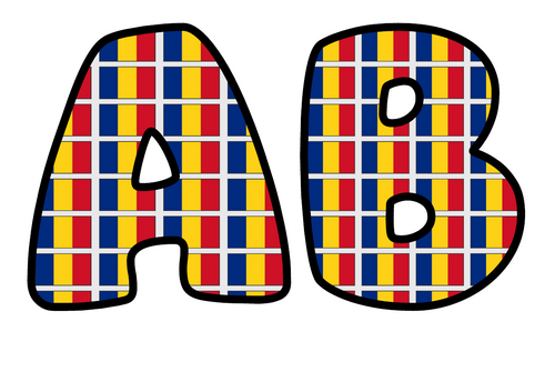 Romania Flag Bubble Letters | Display Lettering | Printable A-Z and 0-9