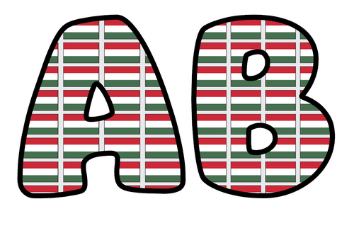 Bubble Letters Hungary Flag | Printable Alphabet Display Pack | A-Z and 0-9