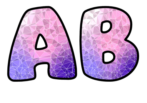 Bubble Letters Bubblegum Low Poly Mosaic | Printable Alphabet Display Pack | A-Z and 0-9