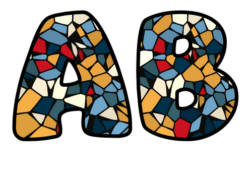 Chapel Stained Glass Display Lettering | Bubble Letters A-Z and 0-9 | Classroom Decor