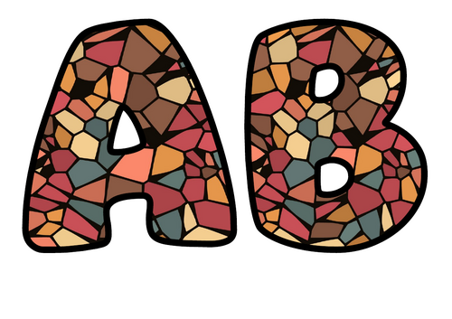 Harvest Stained Glass Alphabet Display Pack | Printable Bubble Letters A-Z and 0-9