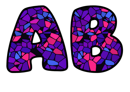Twilight Stained Glass Display Lettering | Bubble Letters A-Z and 0-9 | Classroom Decor