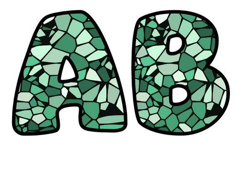 Bubble Letters Meadow Stained Glass | Printable Alphabet Display Pack | A-Z and 0-9