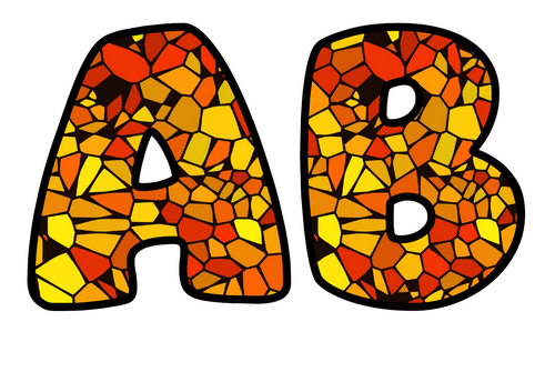 Sunrise Stained Glass Themed Bubble Letters | Classroom Display Alphabet | A-Z and 0-9