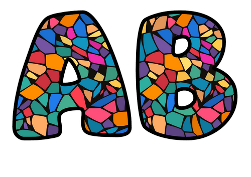 Ribbon Stained Glass Alphabet Display Pack | Printable Bubble Letters A-Z and 0-9