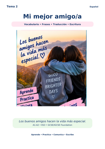 Spanish – Mi mejor amigo/a | Friendship Vocabulary, Translation & Writing | KS3 GCSE IGCSE