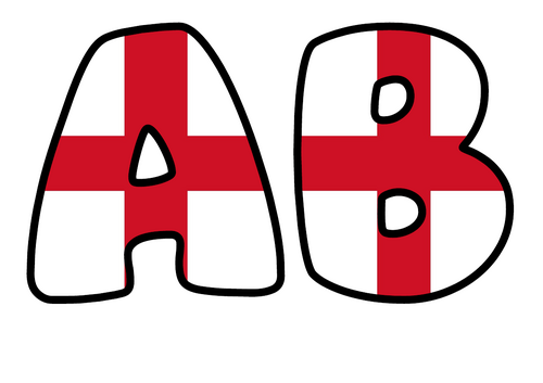 Large England Flag Bubble Letters | Display Lettering | Printable A-Z and 0-9