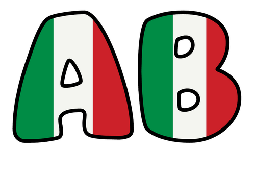 Bubble Letters Large Italy Flag | Printable Alphabet Display Pack | A-Z and 0-9