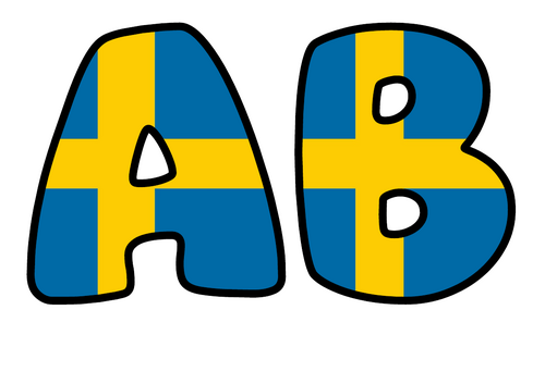 Large Sweden Flag Bubble Letters | Bulletin Board Letters | Printable A-Z and 0-9