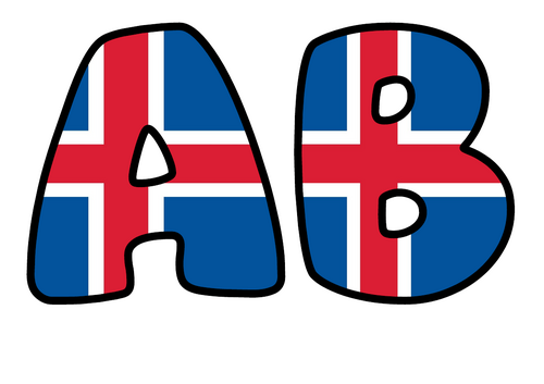 Bubble Letters Large Iceland Flag | Printable Alphabet Display Pack | A-Z and 0-9