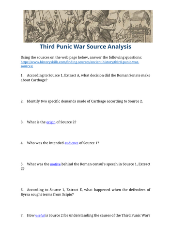 Third Punic War Source Analysis Worksheet