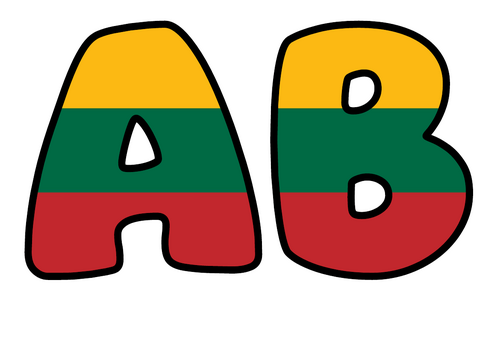 Bubble Letters Large Lithuania Flag | Printable Alphabet Display Pack | A-Z and 0-9