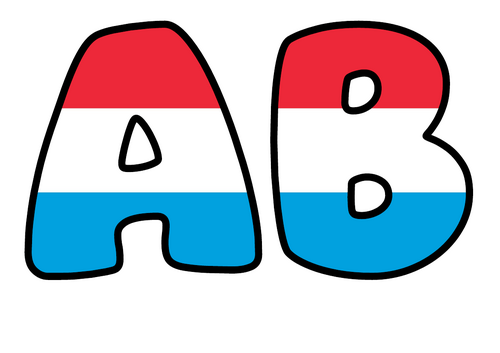 Large Luxembourg Flag Themed Bubble Letters | Classroom Display Alphabet | A-Z and 0-9