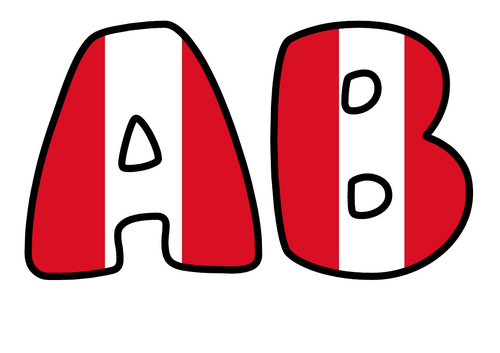 Large Peru Flag Bubble Letters | Bulletin Board Letters | Printable A-Z and 0-9