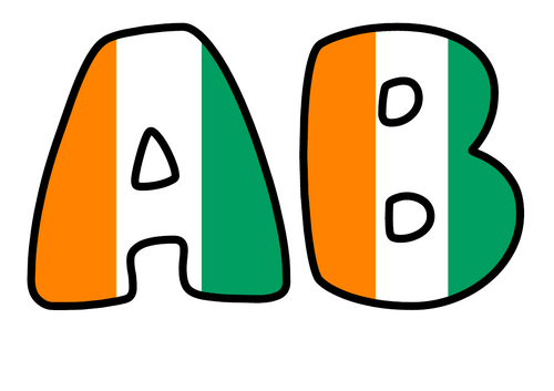 Bubble Letters Large Ivory Coast Flag | Printable Alphabet Display Pack | A-Z and 0-9