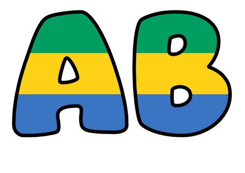 Large Gabon Flag Themed Bubble Letters | Classroom Display Alphabet | A-Z and 0-9
