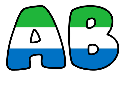 Large Sierra Leone Flag Alphabet Display Pack | Printable Bubble Letters A-Z and 0-9