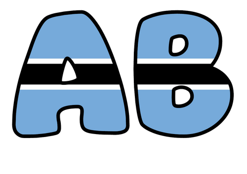 Large Botswana Flag Bubble Letters | Bulletin Board Letters | Printable A-Z and 0-9