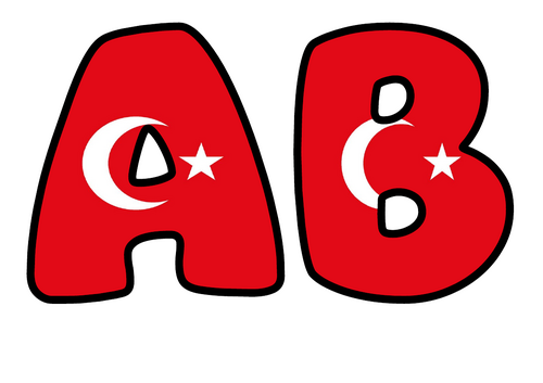Large Turkey Flag Display Lettering | Bubble Letters A-Z and 0-9 | Classroom Decor