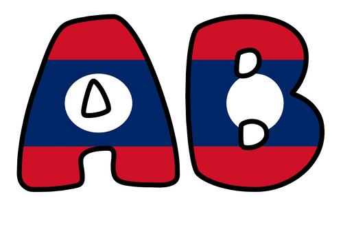 Large Laos Flag Alphabet Display Pack | Printable Bubble Letters A-Z and 0-9