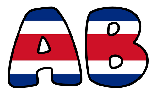 Bubble Letters Large Costa Rica Flag | Printable Alphabet Display Pack | A-Z and 0-9