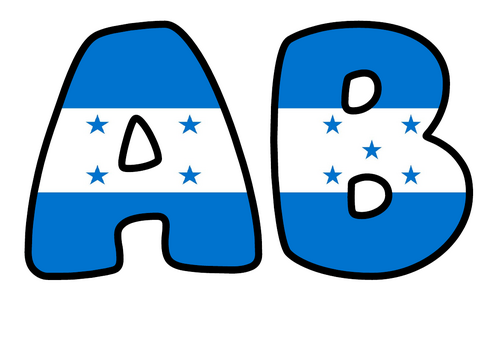 Large Honduras Flag Themed Bubble Letters | Classroom Display Alphabet | A-Z and 0-9