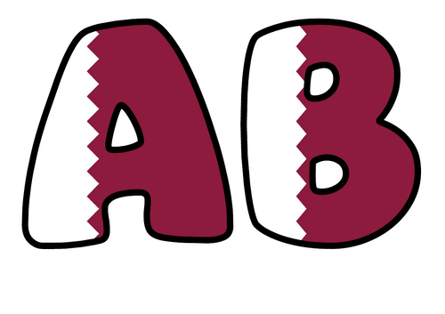 Large Qatar Flag Bubble Letters | Display Lettering | Printable A-Z and 0-9