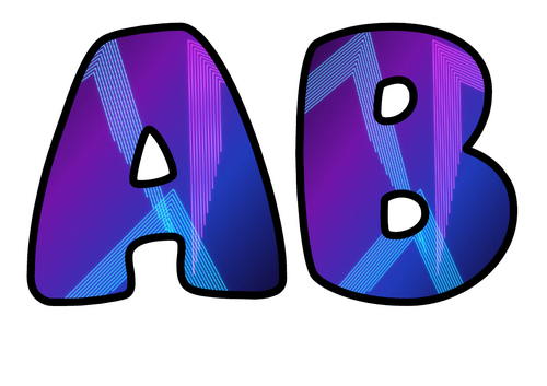 Neon Violet Chevrons Bubble Letters | Display Lettering | Printable A-Z and 0-9