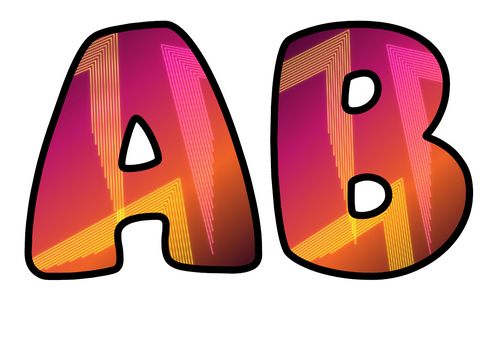 Neon Sunset Chevrons Bubble Letters | Bulletin Board Letters | Printable A-Z and 0-9