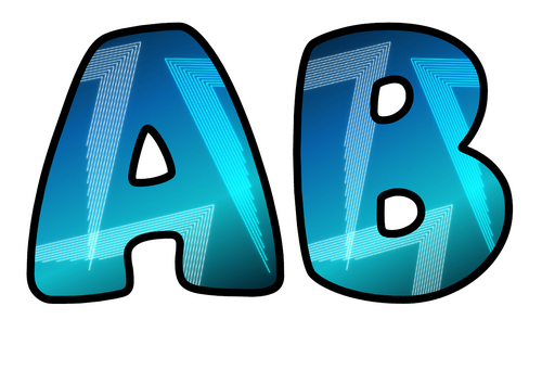 Neon Ice Chevrons Display Lettering | Bubble Letters A-Z and 0-9 | Classroom Decor