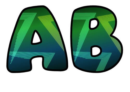 Bubble Letters Neon Lime Chevrons | Printable Alphabet Display Pack | A-Z and 0-9