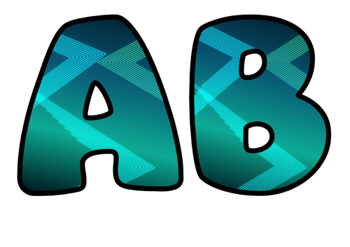 Neon Aqua Chevrons Alphabet Display Pack | Printable Bubble Letters A-Z and 0-9