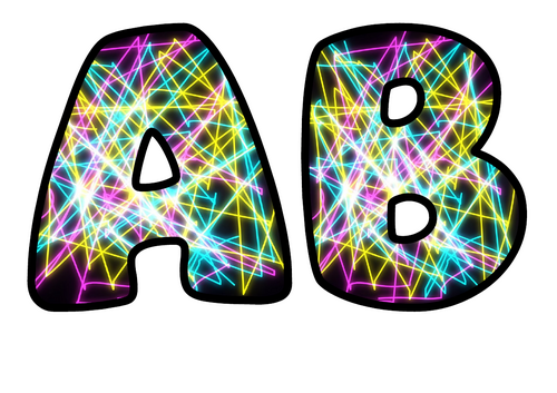 Neon Tangle Brights Bubble Letters | Display Lettering | Printable A-Z and 0-9