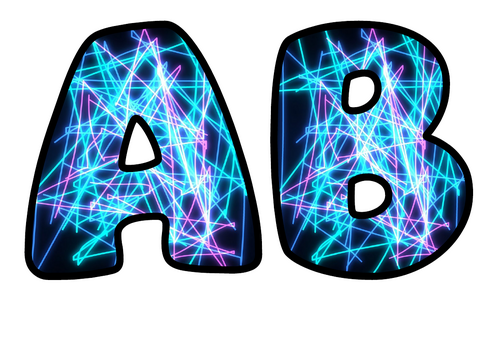 Neon Tangle Cool Bubble Letters | Bulletin Board Letters | Printable A-Z and 0-9