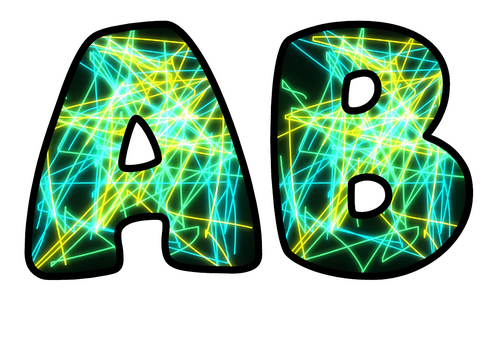 Bubble Letters Neon Tangle Spring | Printable Alphabet Display Pack | A-Z and 0-9