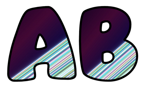 Neon Streak Spectrum Alphabet Display Pack | Printable Bubble Letters A-Z and 0-9