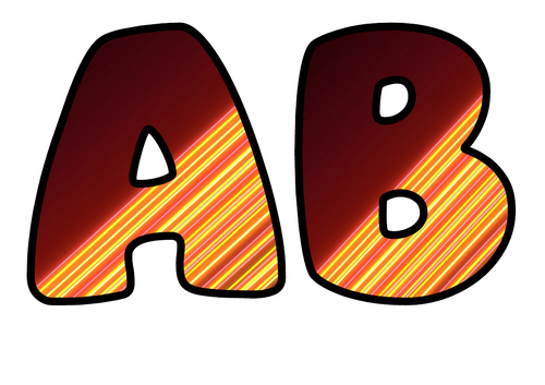 Neon Streak Fire Bubble Letters | Display Lettering | Printable A-Z and 0-9