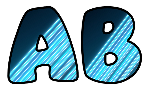 Neon Streak Ocean Bubble Letters | Bulletin Board Letters | Printable A-Z and 0-9