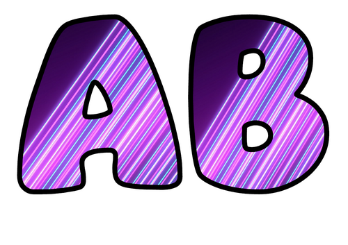 Neon Streak Orchid Display Lettering | Bubble Letters A-Z and 0-9 | Classroom Decor