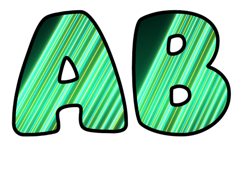 Bubble Letters Neon Streak Mint | Printable Alphabet Display Pack | A-Z and 0-9
