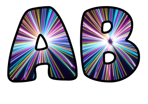 Neon Burst Spectrum Themed Bubble Letters | Classroom Display Alphabet | A-Z and 0-9